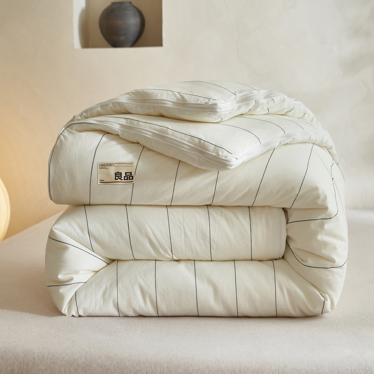子由家居 2025新款全棉纯棉无印条纹99大豆被被子被芯 条纹99子母被-简约风