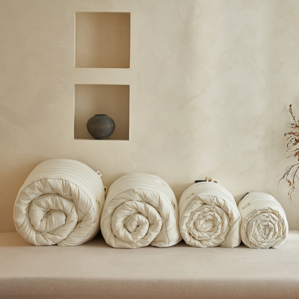 91家纺网 家纺一手货源 找家纺 子由家居 2025新款全棉纯棉无印条纹99大豆被被子被芯 条纹99子母被-简约风