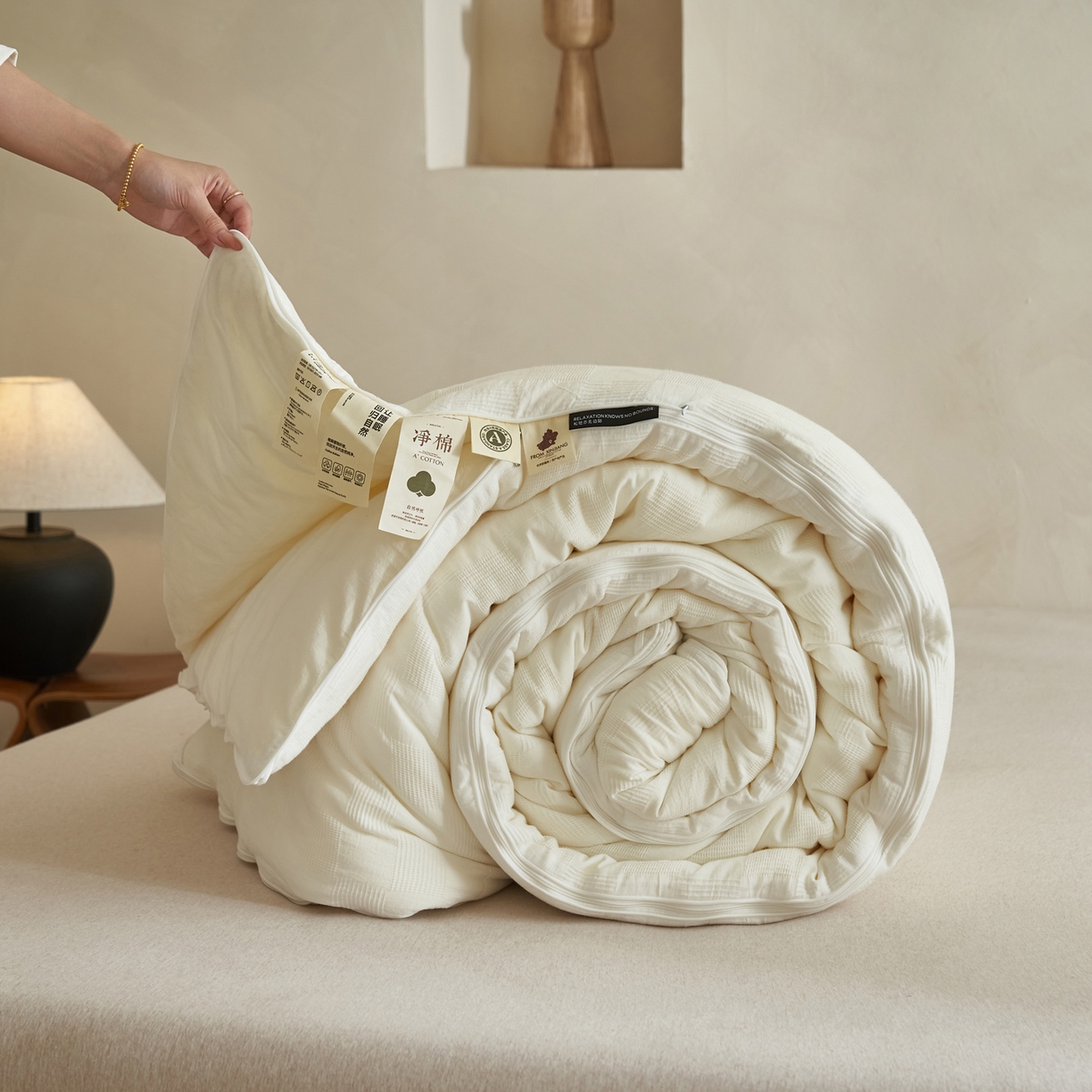 91家纺网 家纺一手货源 找家纺 子由家居 2025新款全棉纯棉水洗提花99大豆冬被被子被芯 纯棉99子母被（简约风）