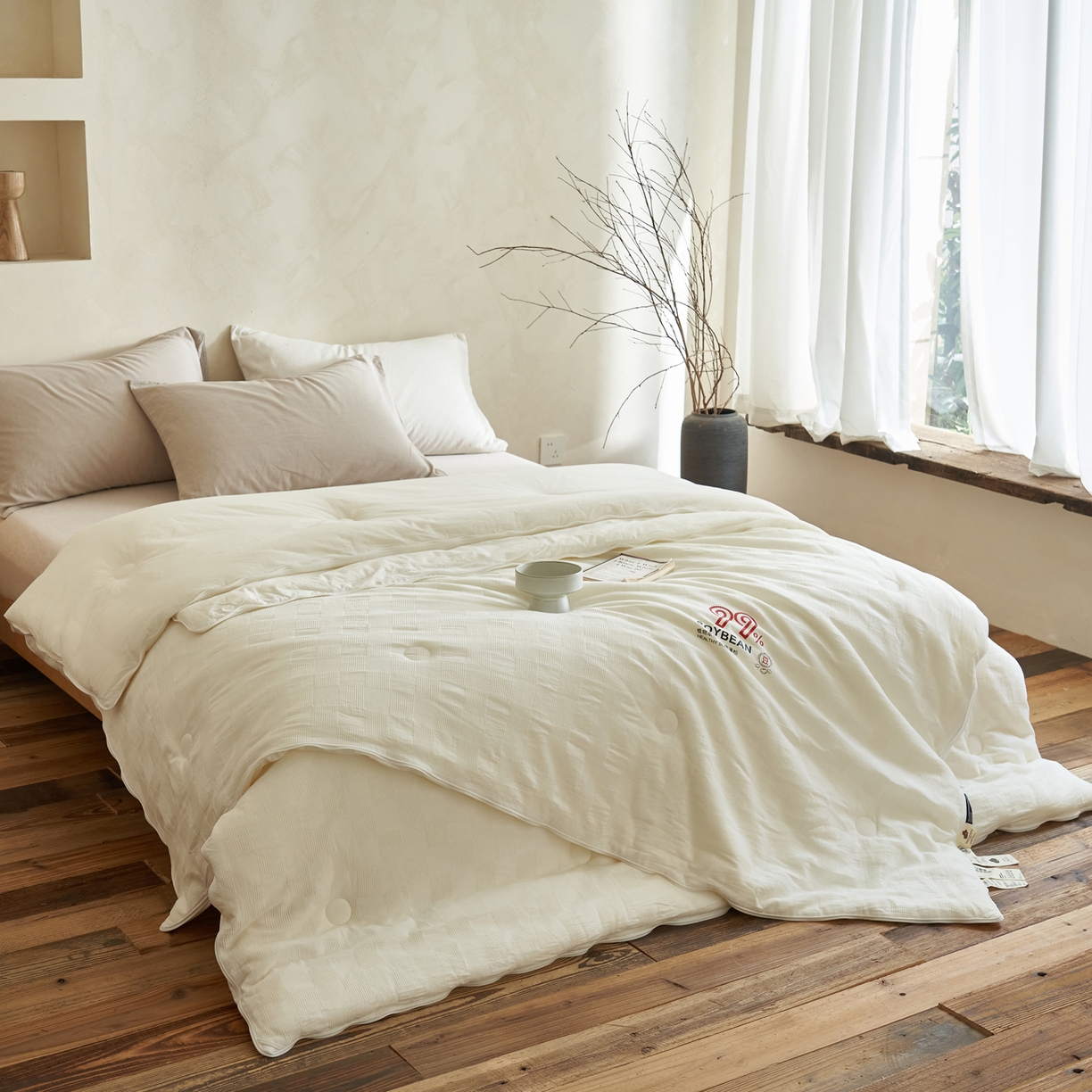 91家纺网 家纺一手货源 找家纺 子由家居 2025新款全棉纯棉水洗提花99大豆冬被被子被芯 纯棉99子母被（简约风）