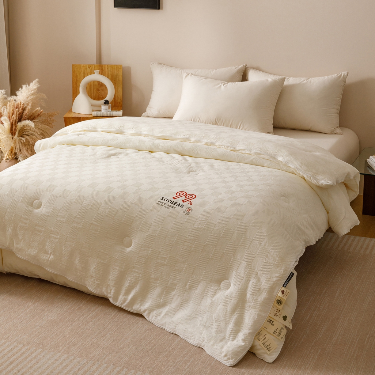 91家纺网 家纺一手货源 找家纺 子由家居 2025新款全棉纯棉水洗提花99大豆冬被被子被芯 纯棉99子母被（自然风）