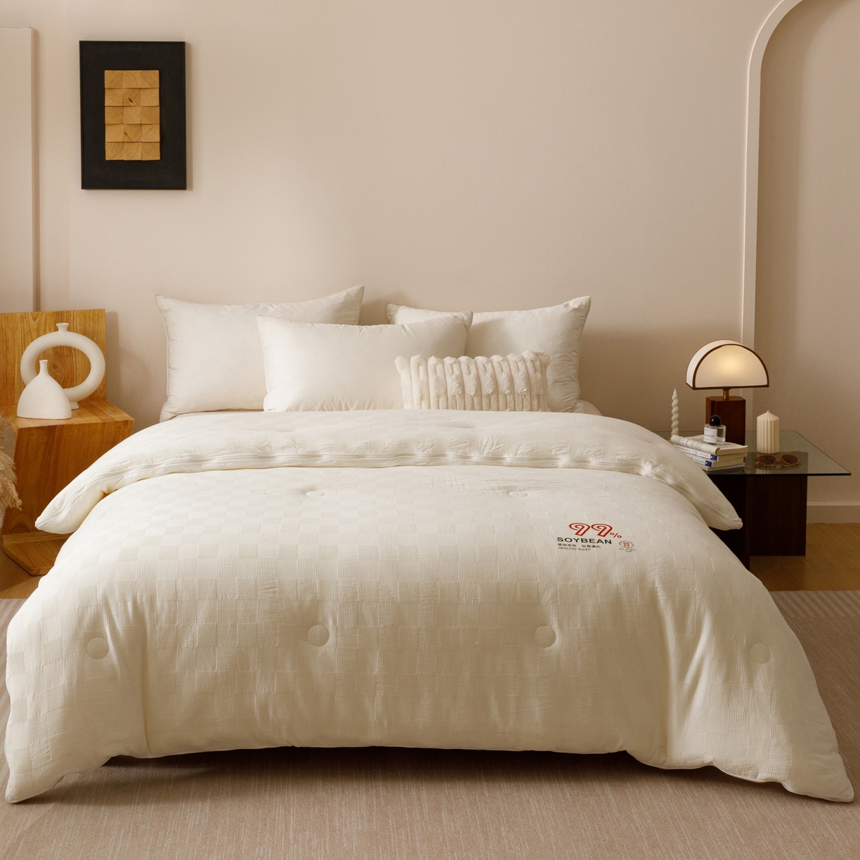 91家纺网 家纺一手货源 找家纺 子由家居 2025新款全棉纯棉水洗提花99大豆冬被被子被芯 纯棉99子母被（自然风）