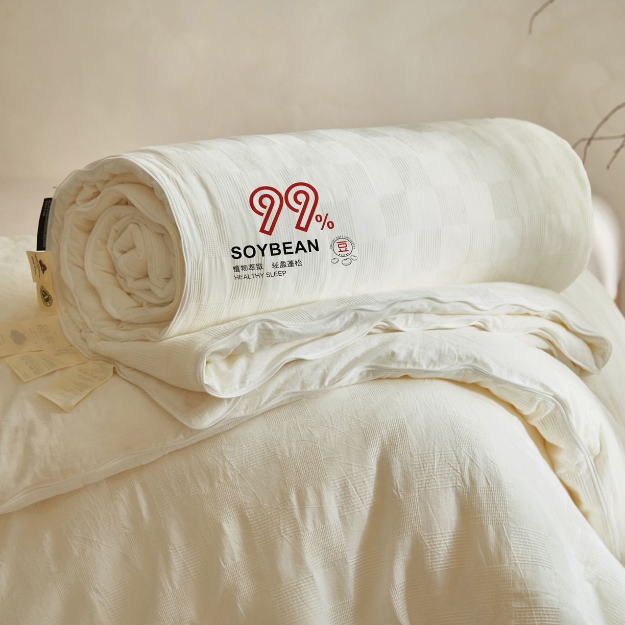 91家纺网 家纺一手货源 找家纺 子由家居 2025新款全棉纯棉水洗提花99大豆冬被被子被芯 纯棉99子母被（简约风）