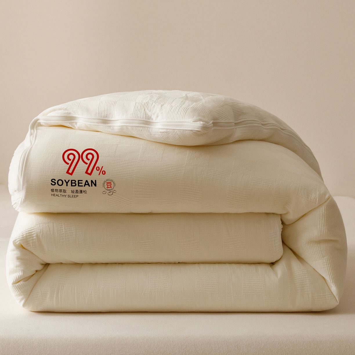 子由家居 2025新款全棉纯棉水洗提花99大豆冬被被子被芯 纯棉99子母被（自然风）