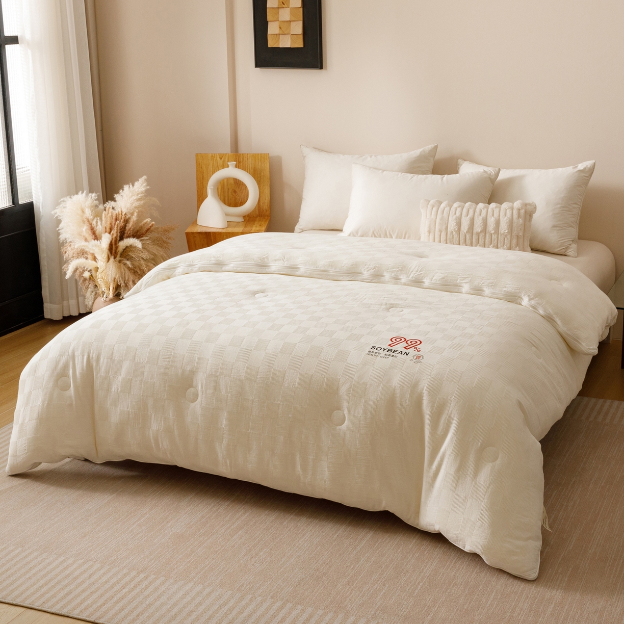 91家纺网 家纺一手货源 找家纺 子由家居 2025新款全棉纯棉水洗提花99大豆冬被被子被芯 纯棉99子母被（自然风）