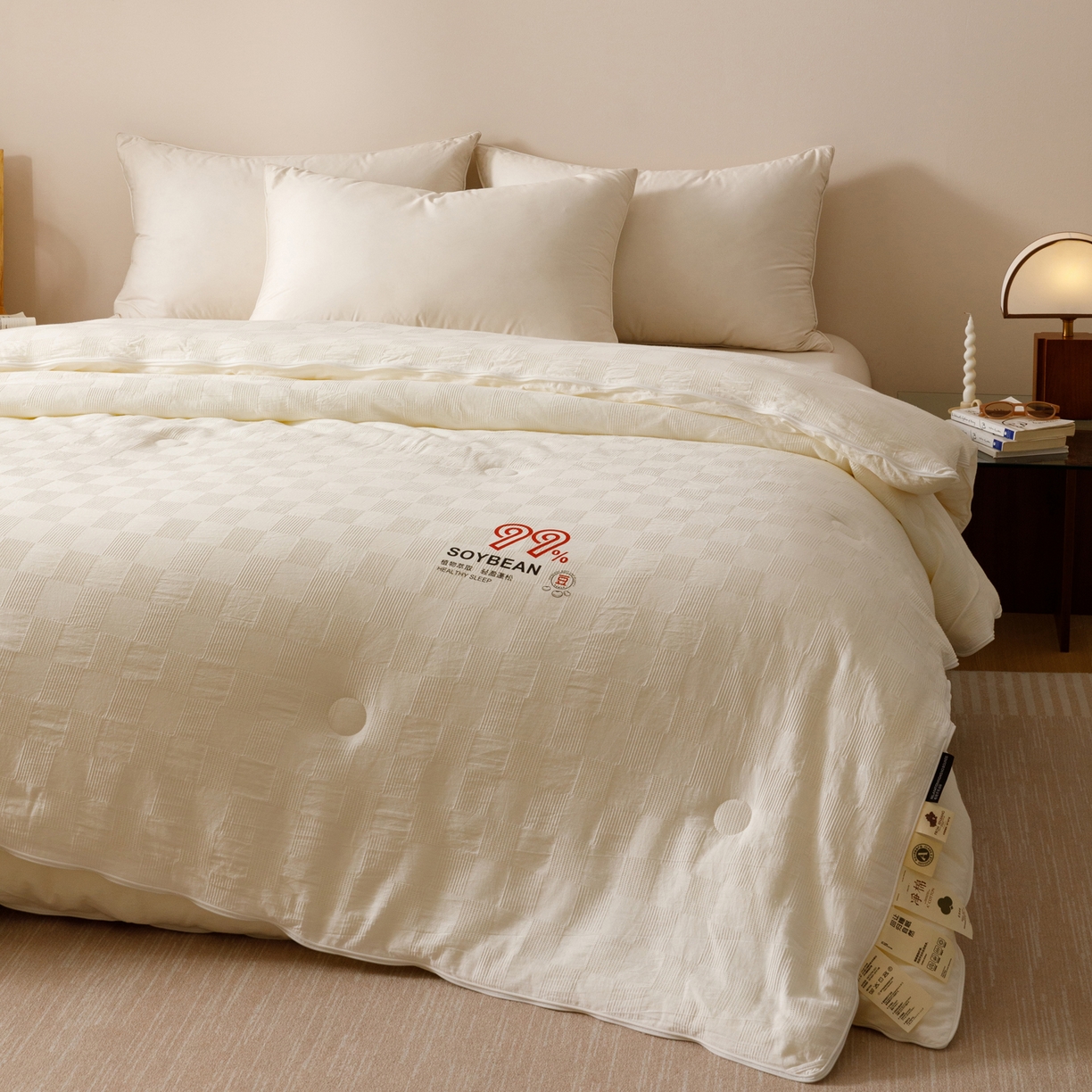 91家纺网 家纺一手货源 找家纺 子由家居 2025新款全棉纯棉水洗提花99大豆冬被被子被芯 纯棉99子母被（自然风）