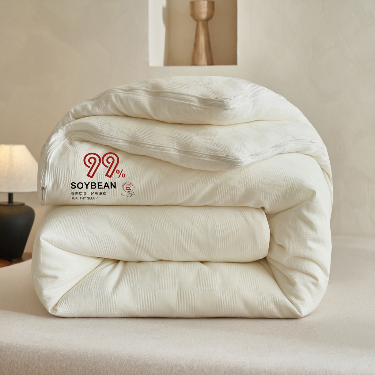 91家纺网 家纺一手货源 找家纺 子由家居 2025新款全棉纯棉水洗提花99大豆冬被被子被芯 纯棉99子母被（简约风）
