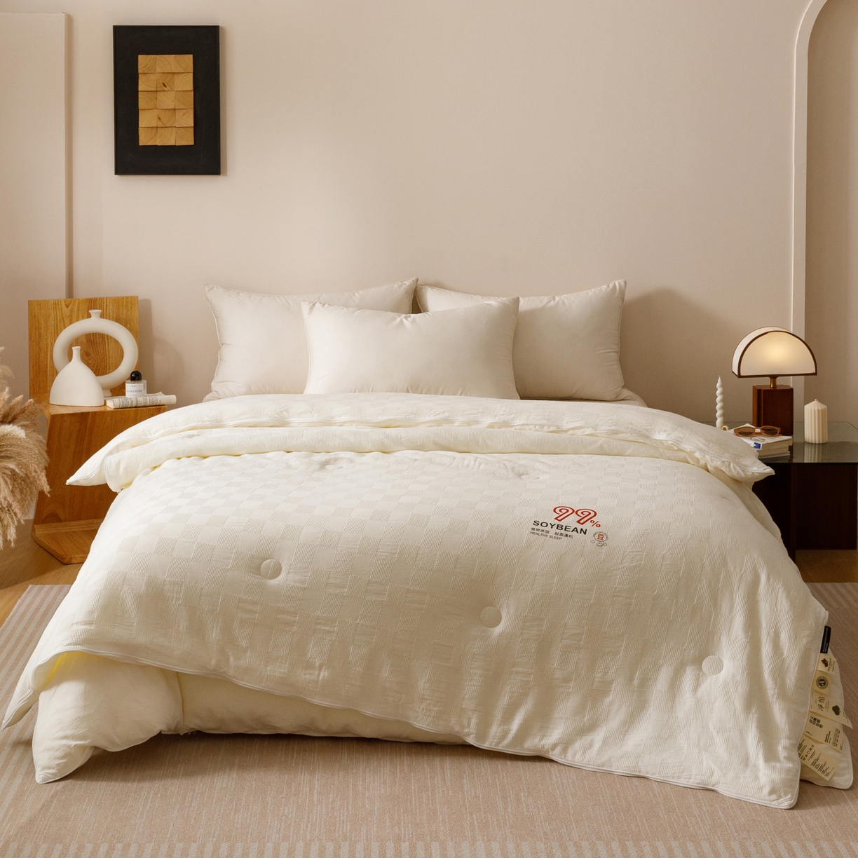 91家纺网 家纺一手货源 找家纺 子由家居 2025新款全棉纯棉水洗提花99大豆冬被被子被芯 纯棉99子母被（自然风）