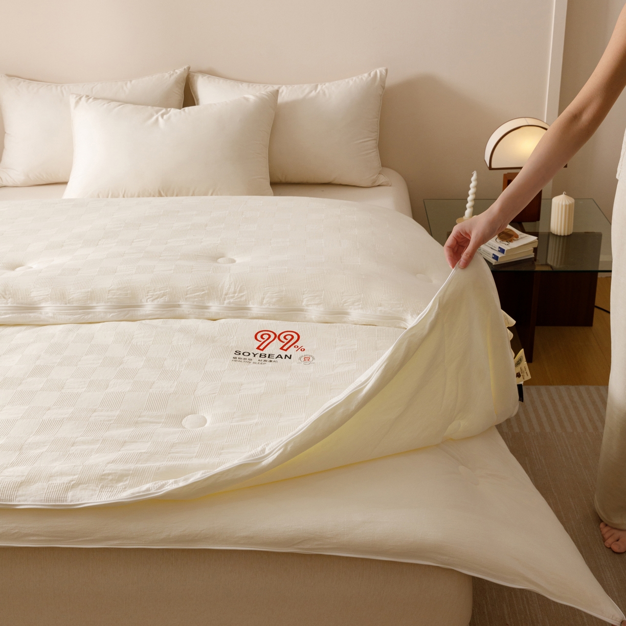 91家纺网 家纺一手货源 找家纺 子由家居 2025新款全棉纯棉水洗提花99大豆冬被被子被芯 纯棉99子母被（自然风）