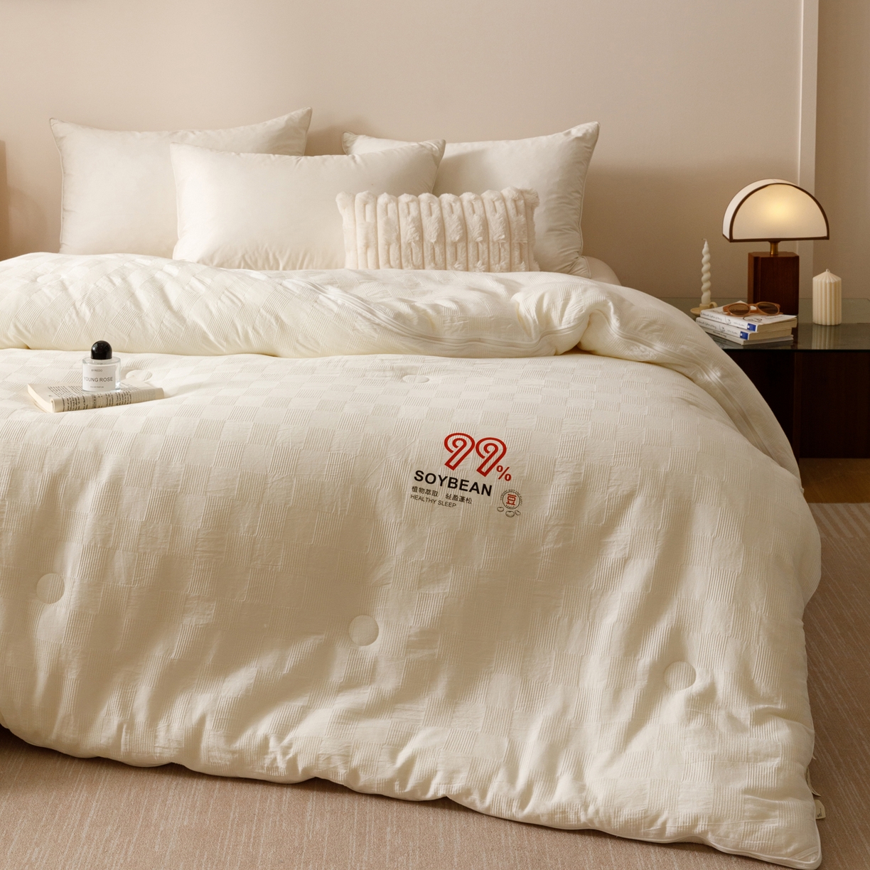 91家纺网 家纺一手货源 找家纺 子由家居 2025新款全棉纯棉水洗提花99大豆冬被被子被芯 纯棉99子母被（自然风）