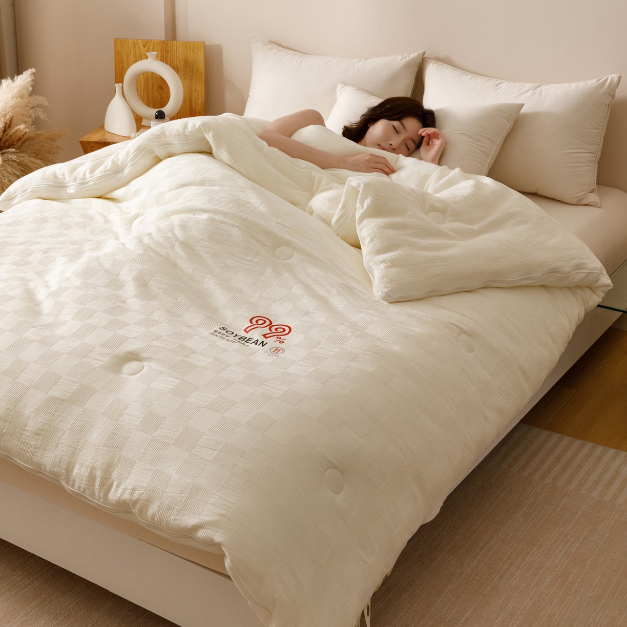 91家纺网 家纺一手货源 找家纺 子由家居 2025新款全棉纯棉水洗提花99大豆冬被被子被芯 纯棉99子母被（自然风）