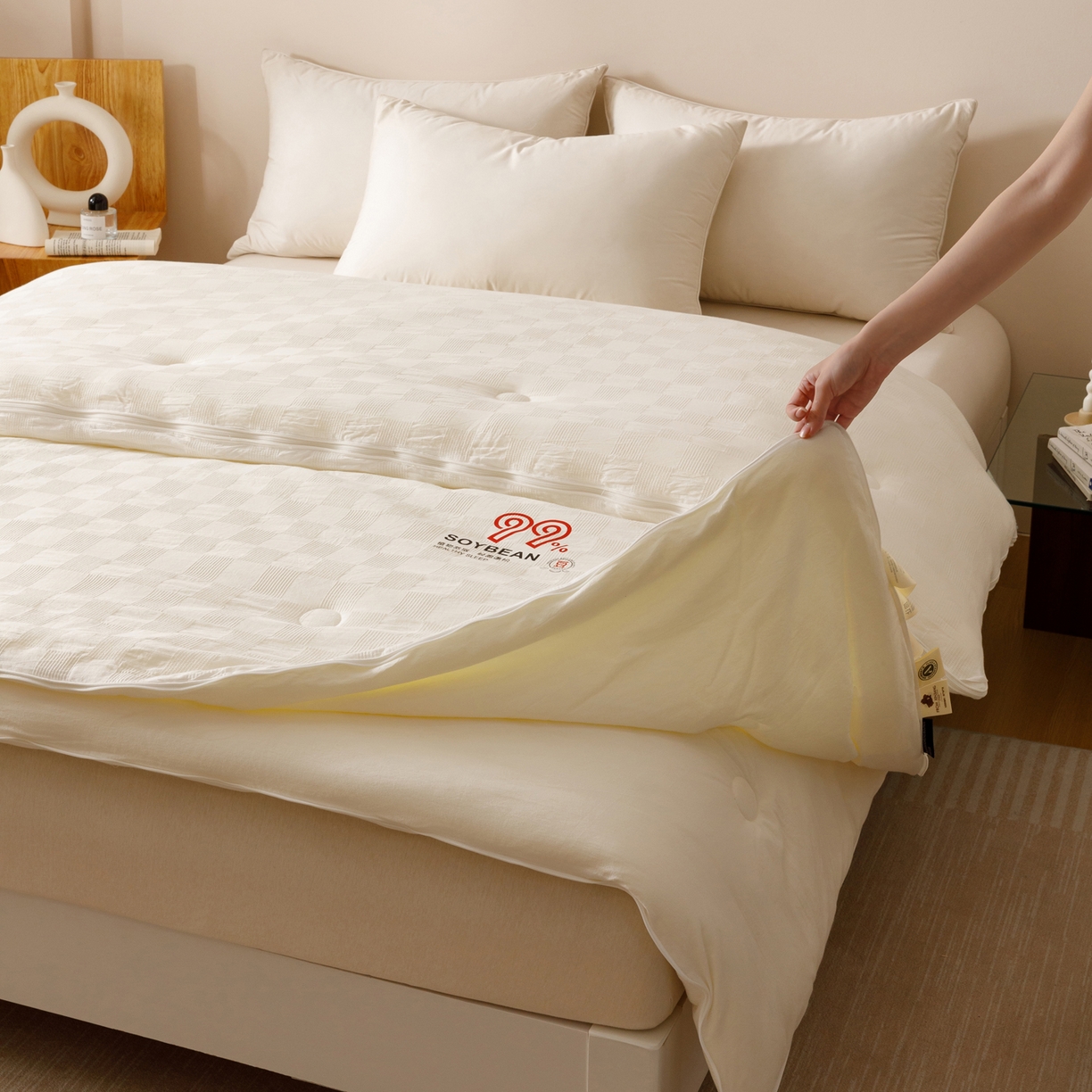 91家纺网 家纺一手货源 找家纺 子由家居 2025新款全棉纯棉水洗提花99大豆冬被被子被芯 纯棉99子母被（自然风）