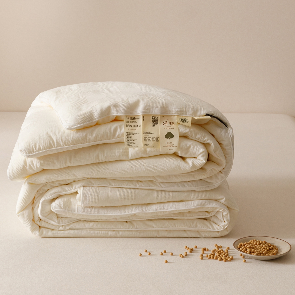 91家纺网 家纺一手货源 找家纺 子由家居 2025新款全棉纯棉水洗提花99大豆冬被被子被芯 纯棉99大豆被（自然风）
