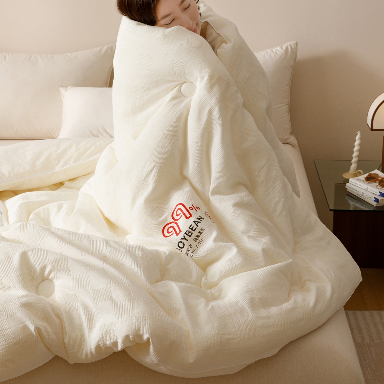 91家纺网 家纺一手货源 找家纺 子由家居 2025新款全棉纯棉水洗提花99大豆冬被被子被芯 纯棉99大豆被（自然风）