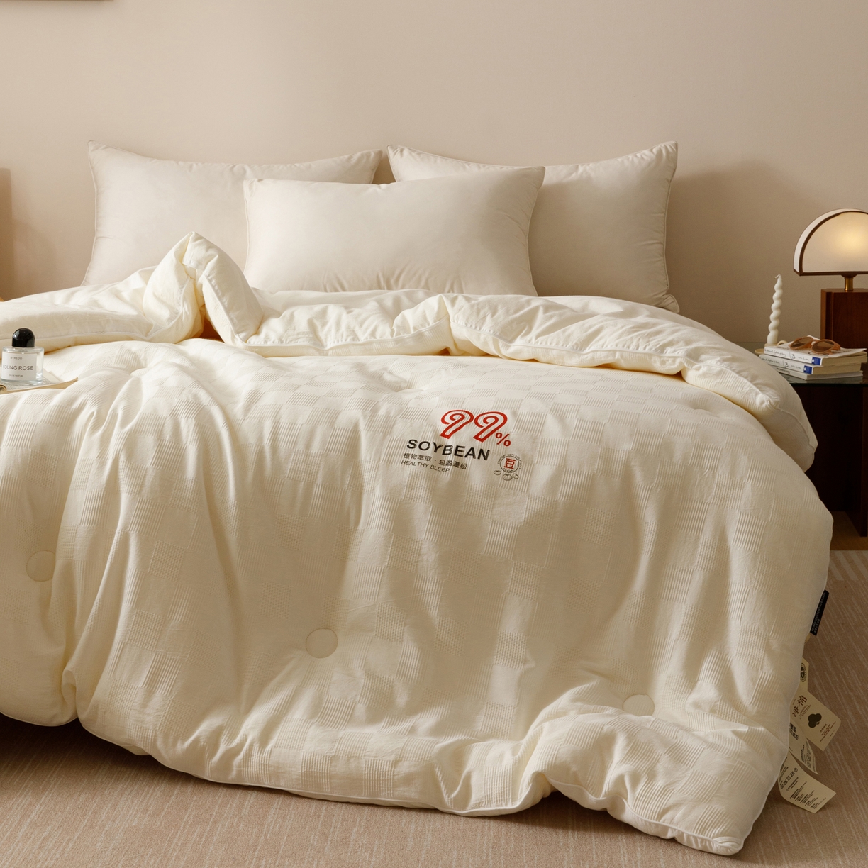 91家纺网 家纺一手货源 找家纺 子由家居 2025新款全棉纯棉水洗提花99大豆冬被被子被芯 纯棉99大豆被（自然风）