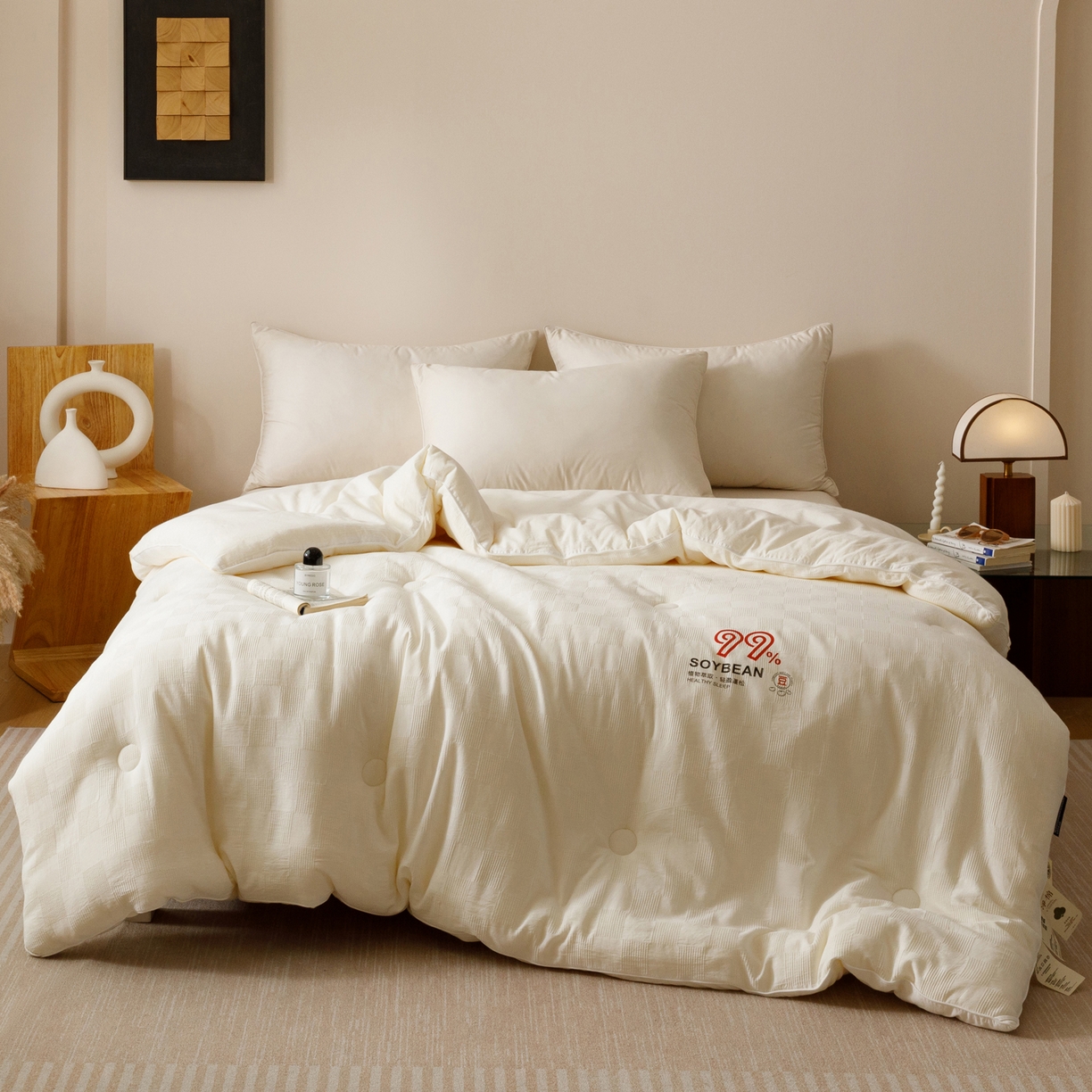 91家纺网 家纺一手货源 找家纺 子由家居 2025新款全棉纯棉水洗提花99大豆冬被被子被芯 纯棉99大豆被（自然风）