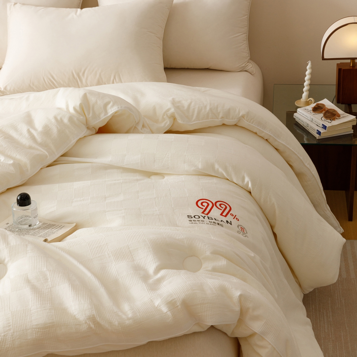 91家纺网 家纺一手货源 找家纺 子由家居 2025新款全棉纯棉水洗提花99大豆冬被被子被芯 纯棉99大豆被（自然风）