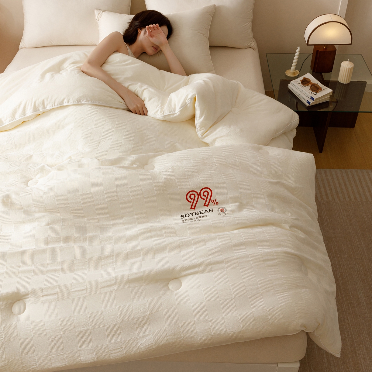 91家纺网 家纺一手货源 找家纺 子由家居 2025新款全棉纯棉水洗提花99大豆冬被被子被芯 纯棉99大豆被（自然风）