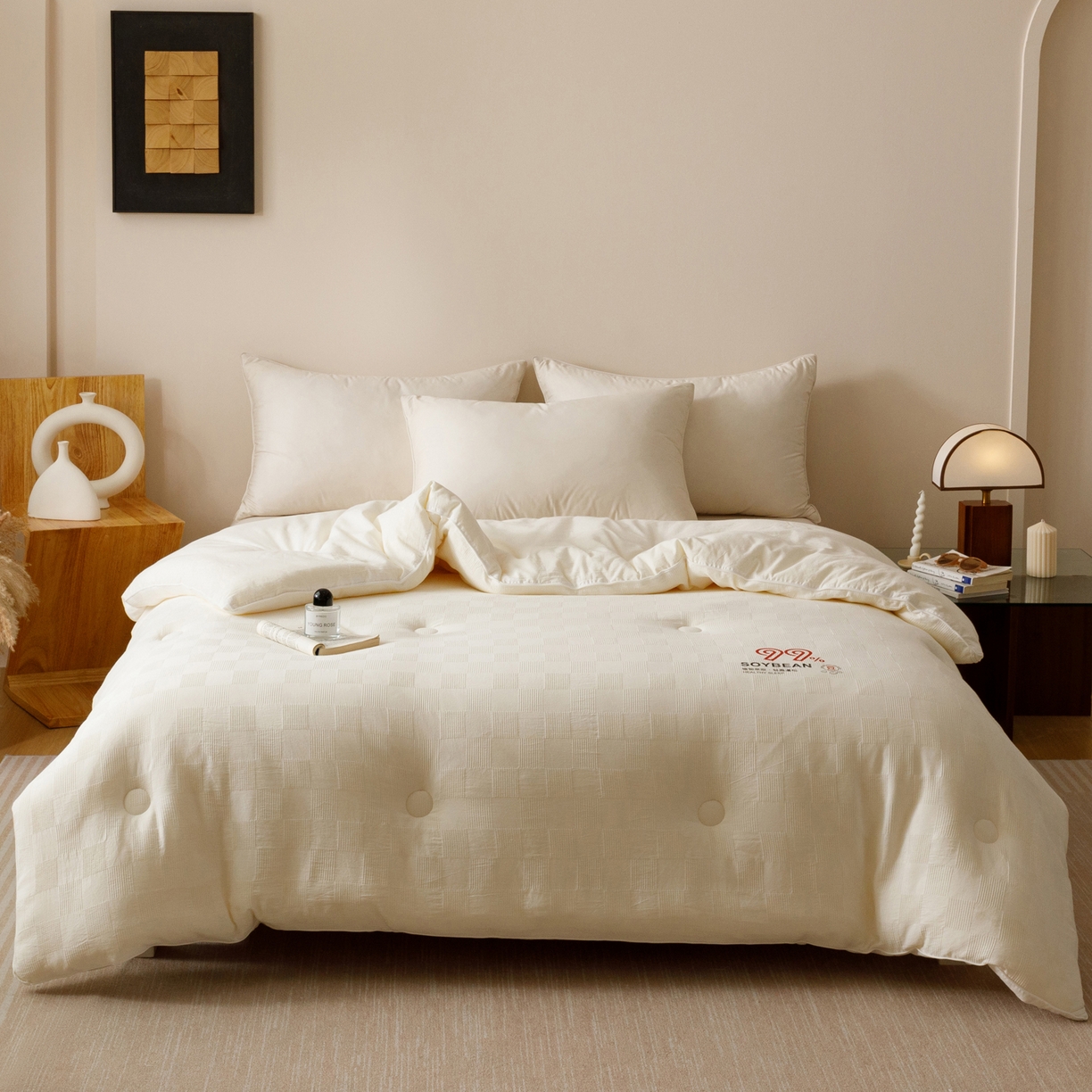 91家纺网 家纺一手货源 找家纺 子由家居 2025新款全棉纯棉水洗提花99大豆冬被被子被芯 纯棉99大豆被（自然风）