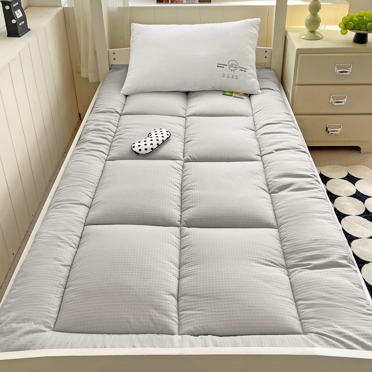 91家纺网 家纺一手货源 找家纺 （总）爱彼家纺 2025新款学生季无印风水洗棉褥子枕芯学生套件宿舍单人90x190床褥套床垫套