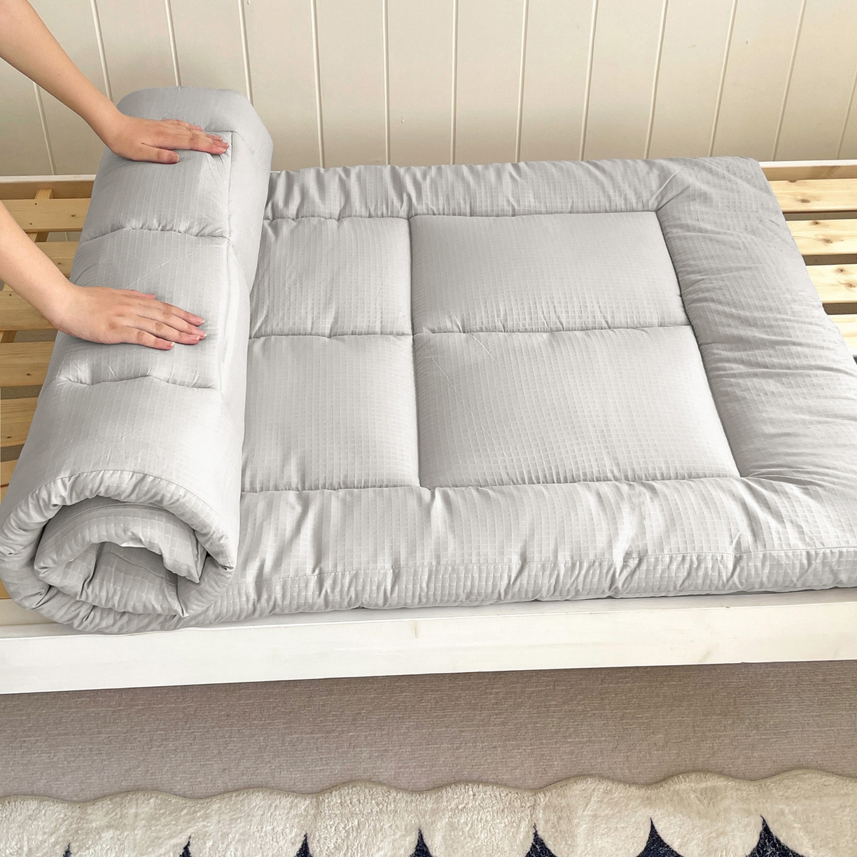 91家纺网 家纺一手货源 找家纺 （总）爱彼家纺 2025新款学生季无印风水洗棉褥子枕芯学生套件宿舍单人90x190床褥套床垫套