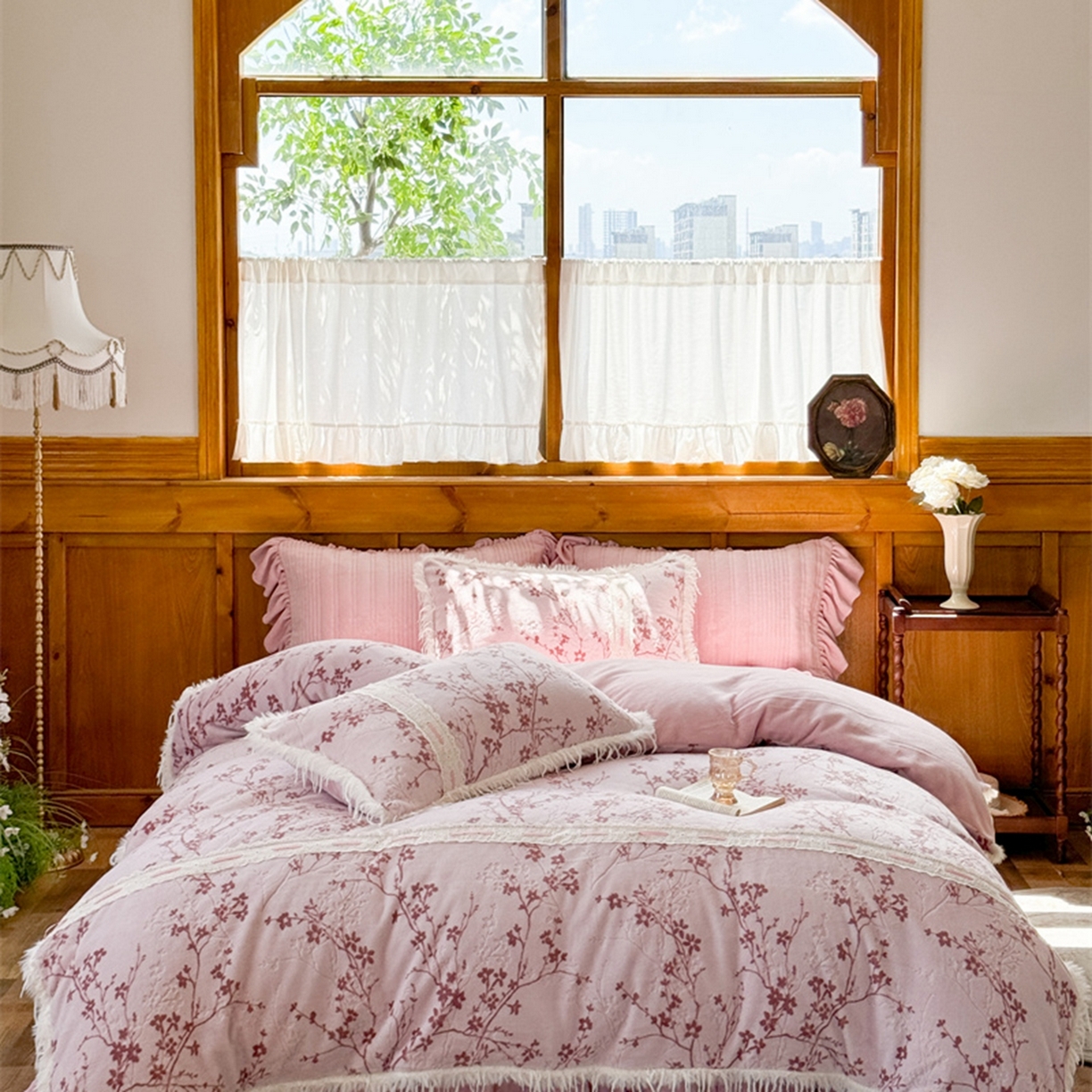 91家纺网 家纺一手货源 找家纺 菊上家纺 2025新款高克重5D雕花牛奶绒时尚仿皮草国潮风床盖四件套-羽妃系列 羽妃-玫粉