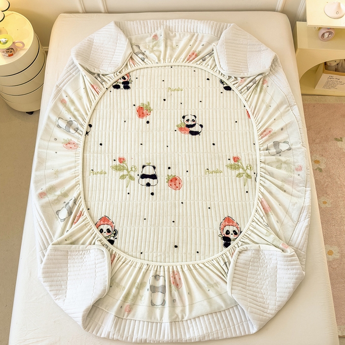 91家纺网 家纺一手货源 找家纺 摩妮卡 2025新款小清新系列印花牛奶绒夹棉床笠三件套 小可爱