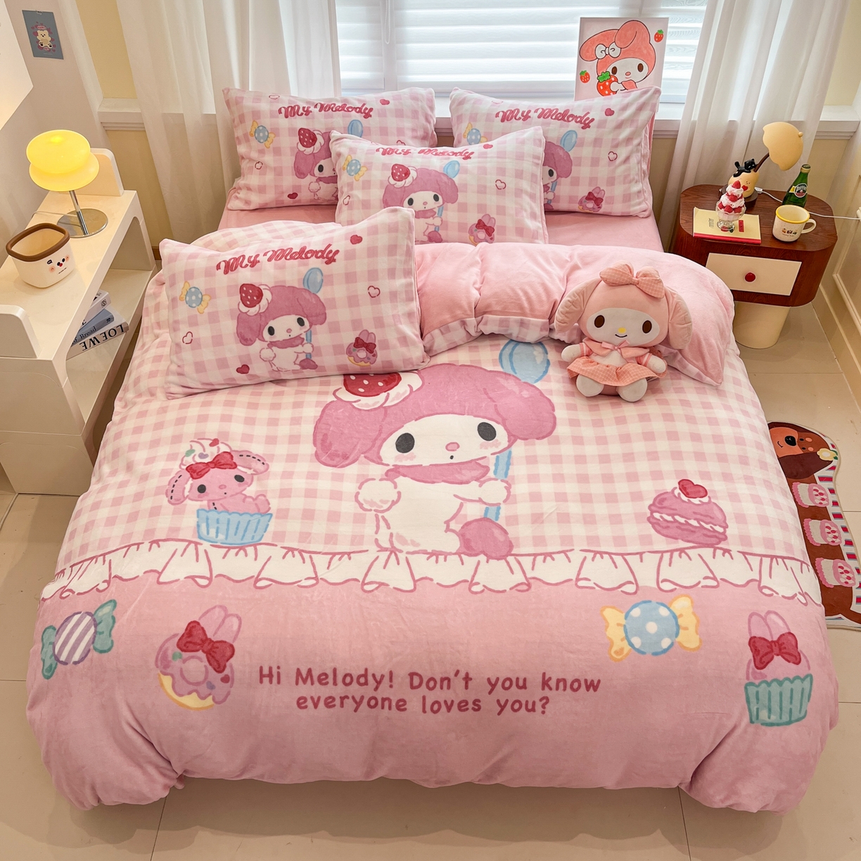 金爱家 2025新品大版卡通平网数码印花加厚高克重牛奶绒皮卡丘系列四件套 绒大版-星黛美乐蒂