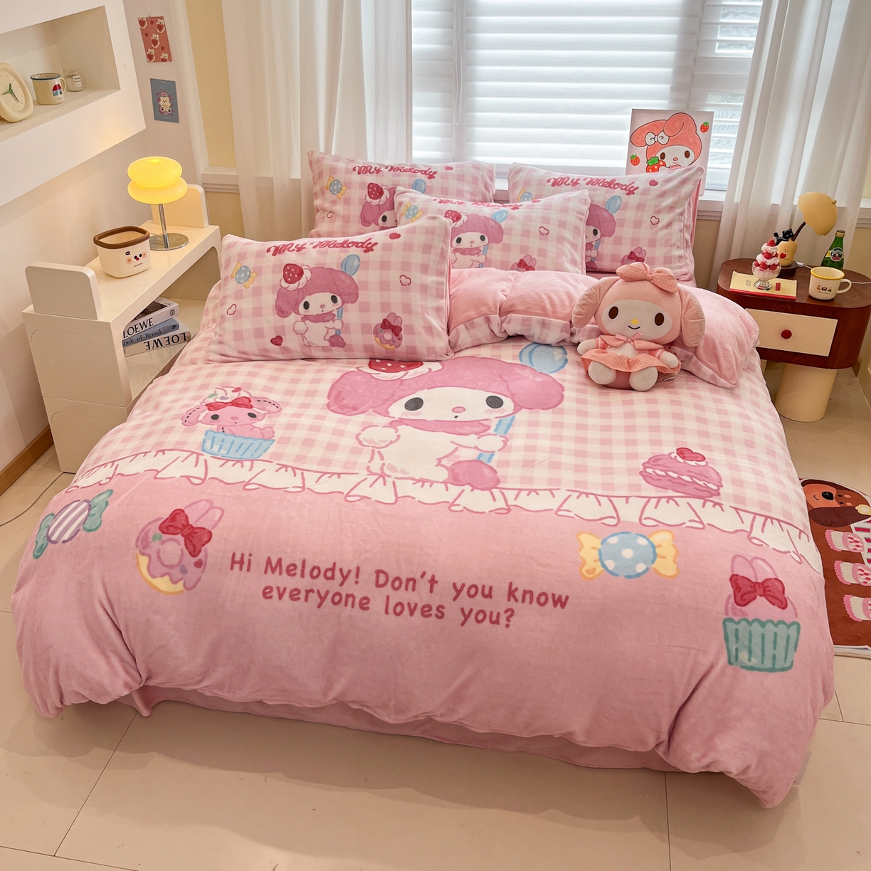 91家纺网 家纺一手货源 找家纺 金爱家 2025新品大版卡通平网数码印花加厚高克重牛奶绒皮卡丘系列四件套 绒大版-星黛美乐蒂