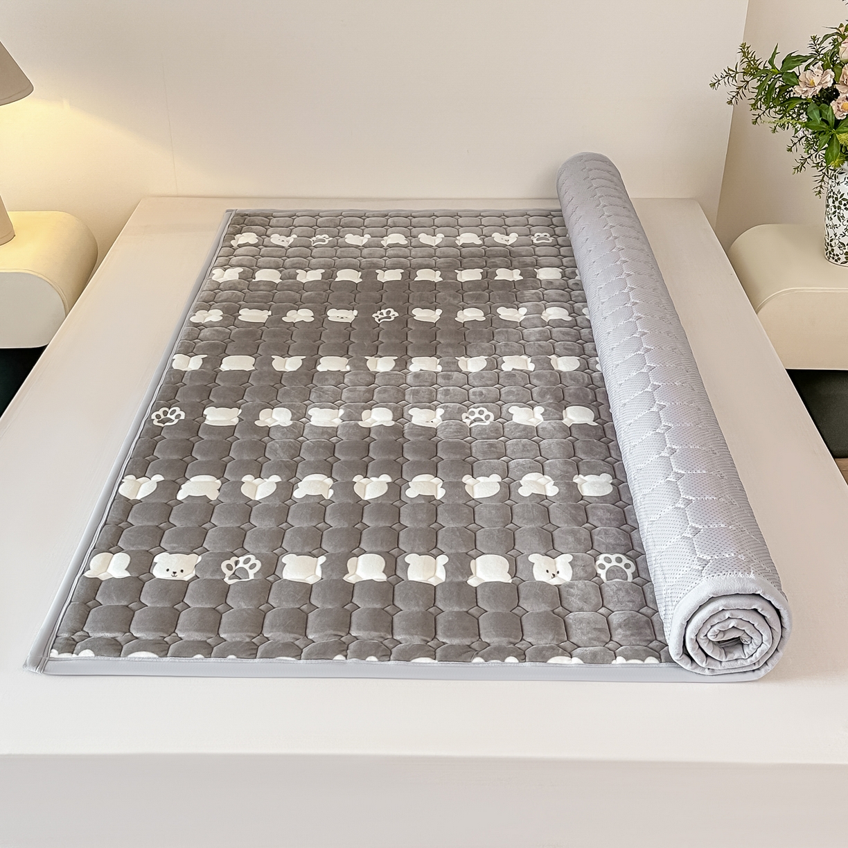 手艺人家纺 2025新款 新格子宝宝绒床垫 DT52