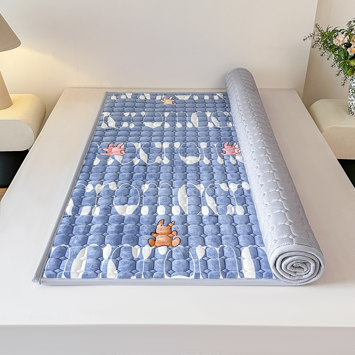 手艺人家纺 2025新款 新格子宝宝绒床垫 DT55