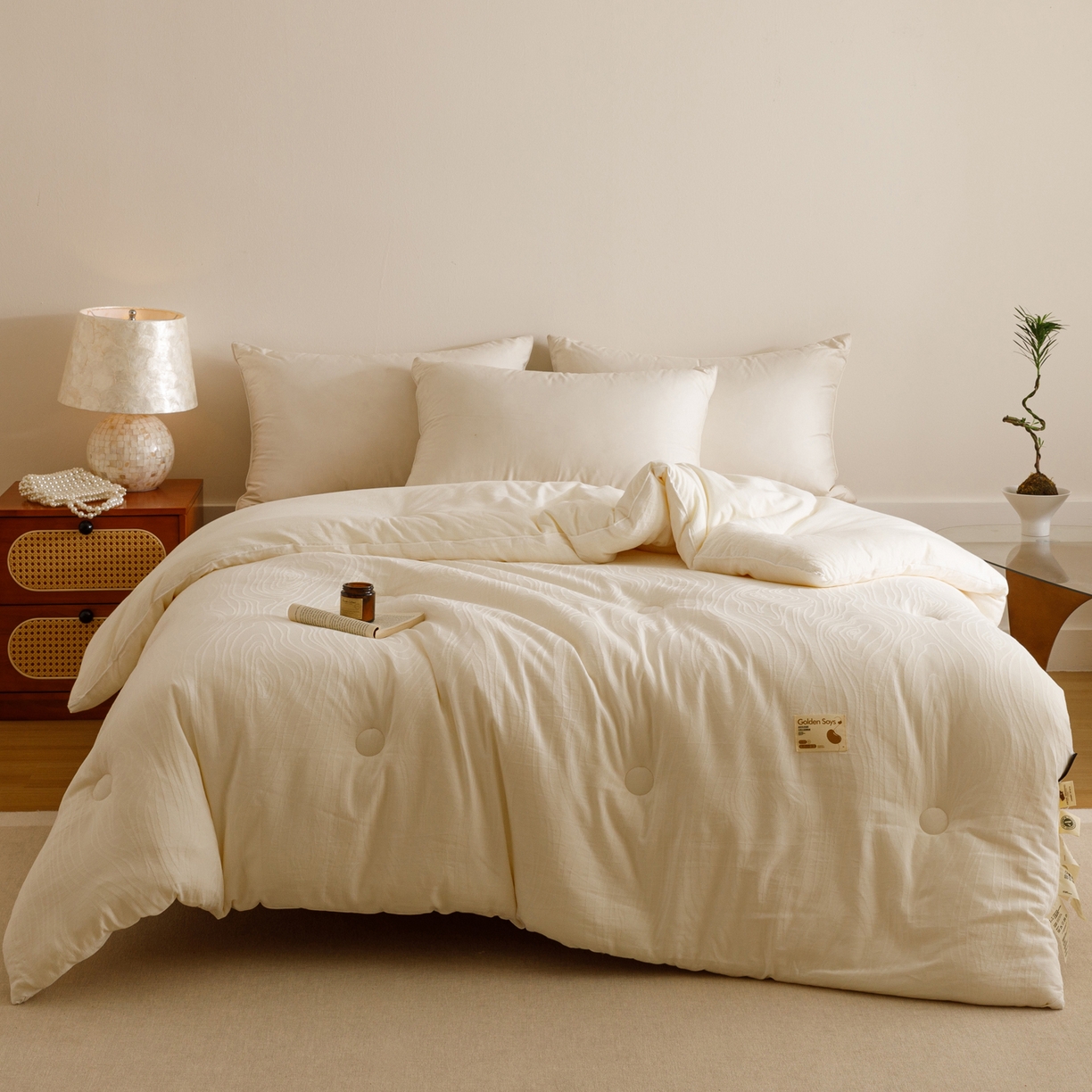 91家纺网 家纺一手货源 找家纺 （总）子由家居 2025新款全棉纯棉水洗棉树纹大提花55大豆被被子被芯