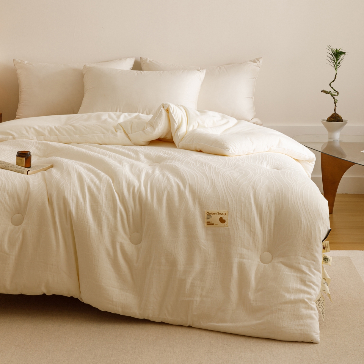 91家纺网 家纺一手货源 找家纺 （总）子由家居 2025新款全棉纯棉水洗棉树纹大提花55大豆被被子被芯