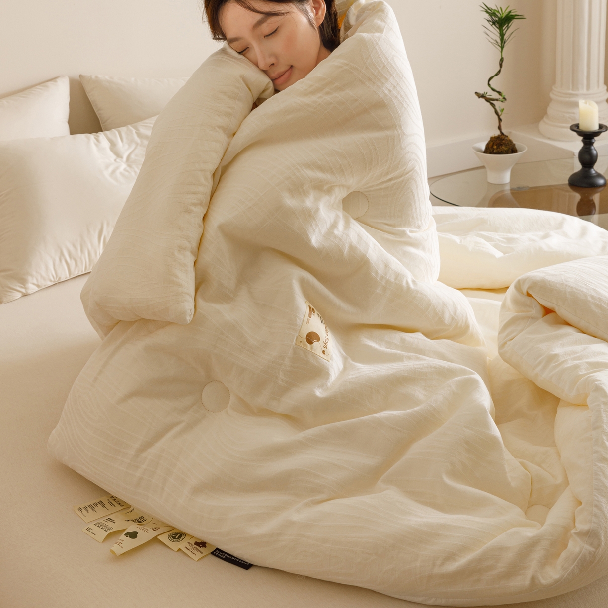 91家纺网 家纺一手货源 找家纺 （总）子由家居 2025新款全棉纯棉水洗棉树纹大提花55大豆被被子被芯