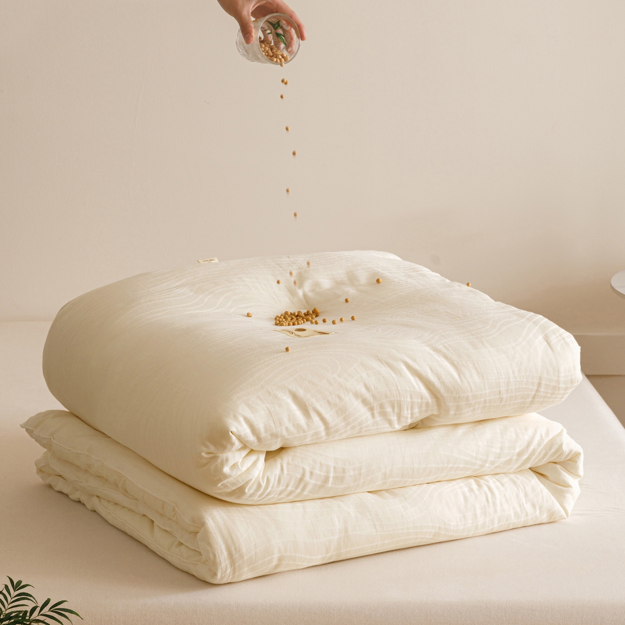 91家纺网 家纺一手货源 找家纺 子由家居 2025新款全棉纯棉水洗棉树纹大提花55大豆被被子被芯 树皮纹55大豆被