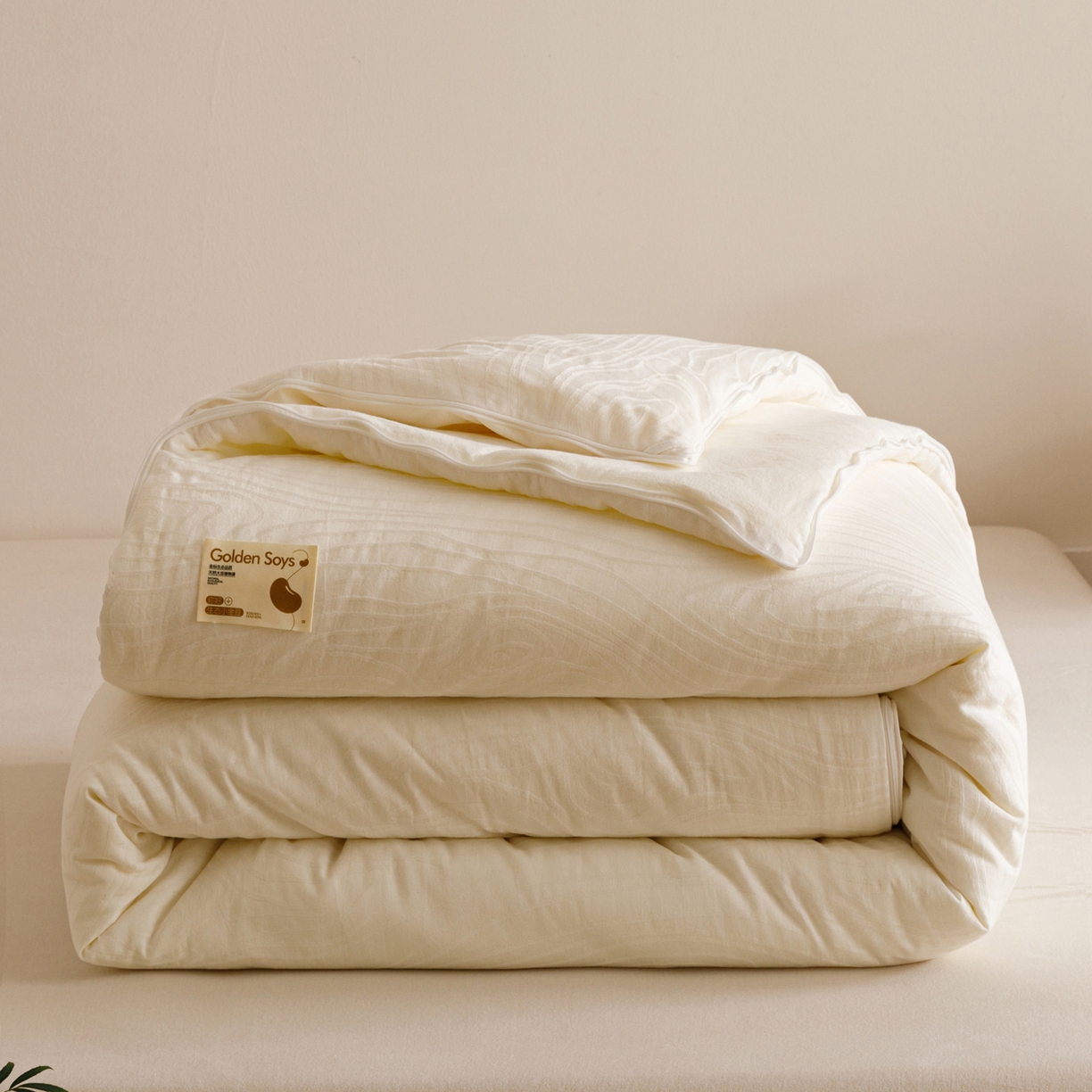 91家纺网 家纺一手货源 找家纺 子由家居 2025新款全棉纯棉水洗棉树纹大提花55大豆被被子被芯 树皮纹55大豆被