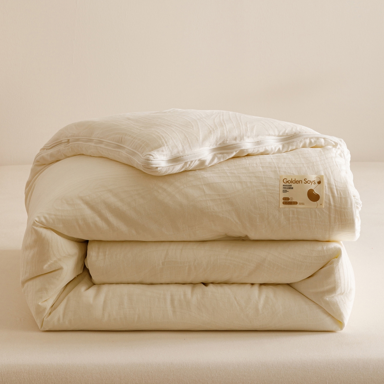 91家纺网 家纺一手货源 找家纺 子由家居 2025新款全棉纯棉水洗棉树纹大提花55大豆被被子被芯 树皮纹55子母被