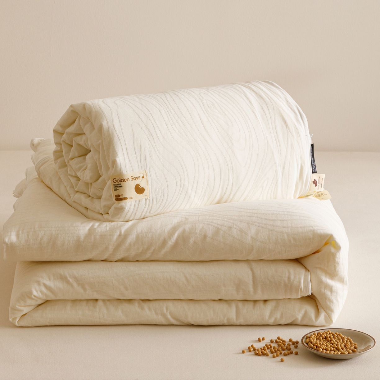 91家纺网 家纺一手货源 找家纺 子由家居 2025新款全棉纯棉水洗棉树纹大提花55大豆被被子被芯 树皮纹55子母被