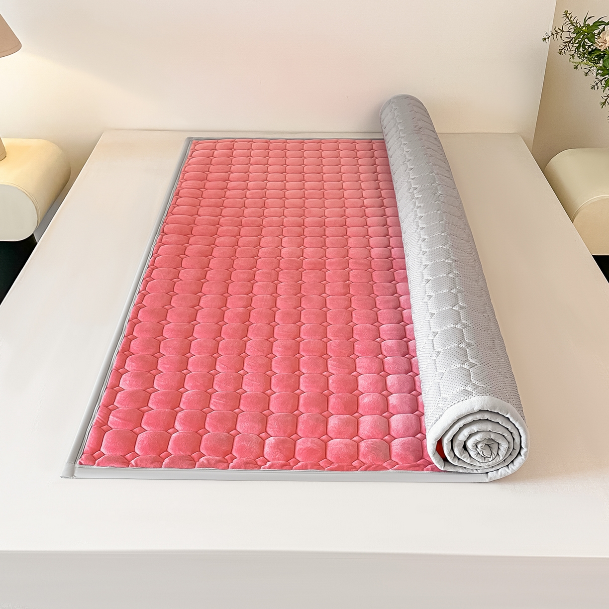 手艺人家纺 2025新款 新格子宝宝绒床垫 DT63