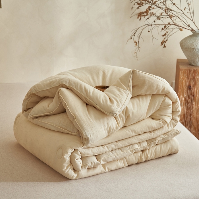 91家纺网 家纺一手货源 找家纺 子由家居 2025新款纯棉水洗棉麻提花55大豆被被子被芯 棉麻提花55大豆被-简约风