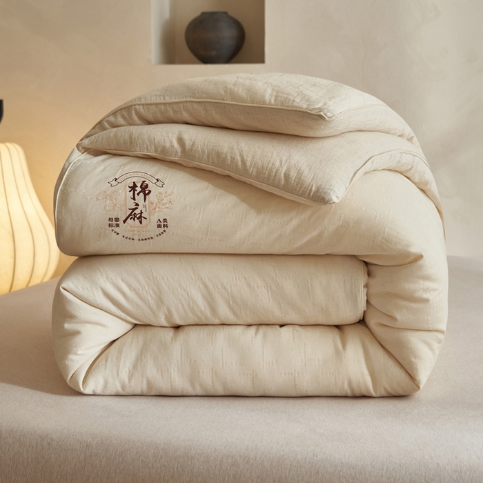 子由家居 2025新款纯棉水洗棉麻提花55大豆被被子被芯 棉麻提花55大豆被-简约风