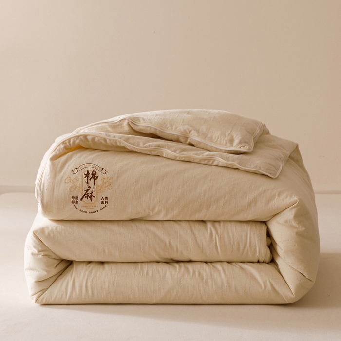 子由家居 2025新款纯棉水洗棉麻提花55大豆被被子被芯 棉麻提花55大豆被-自然光