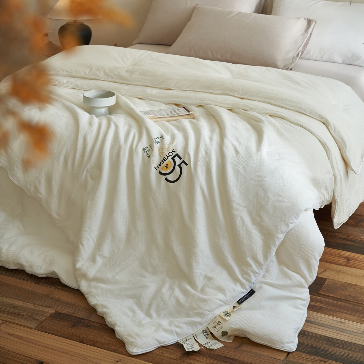 91家纺网 家纺一手货源 找家纺 子由家居 2025新款纯棉水洗方格华夫格55大豆被被子被芯-简约风 方格华夫格子母被