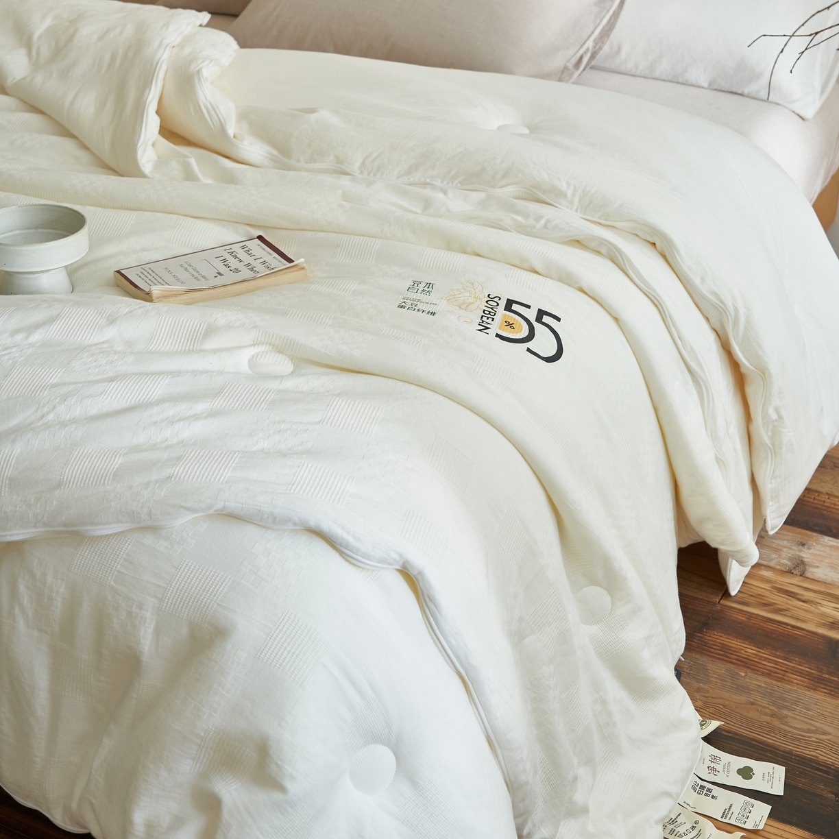 91家纺网 家纺一手货源 找家纺 子由家居 2025新款纯棉水洗方格华夫格55大豆被被子被芯-简约风 方格华夫格子母被