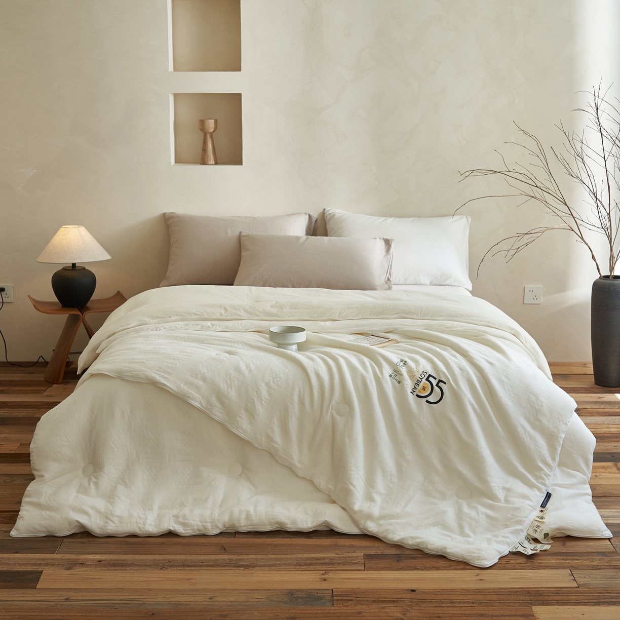 91家纺网 家纺一手货源 找家纺 子由家居 2025新款纯棉水洗方格华夫格55大豆被被子被芯-简约风 方格华夫格子母被