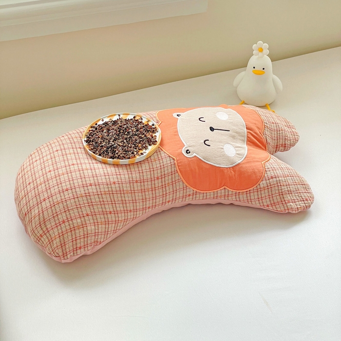 亦帆枕芯 2025新款全棉纱布荞麦枕头抱枕小狮子枕芯加枕套可拆洗 橙色-全棉纱布小狮子