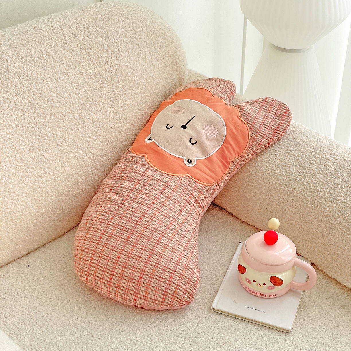 91家纺网 家纺一手货源 找家纺 亦帆枕芯 2025新款全棉纱布荞麦枕头抱枕小狮子枕芯加枕套可拆洗 橙色-全棉纱布小狮子