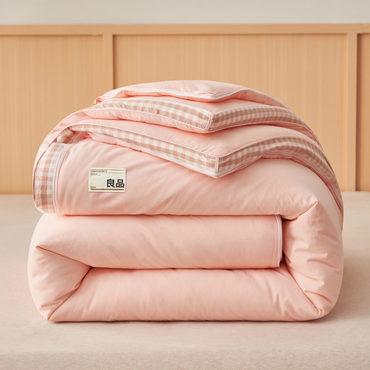 91家纺网 家纺一手货源 找家纺 （总）子由家居 2025新款无印风棋盘格立体大豆被被子被芯