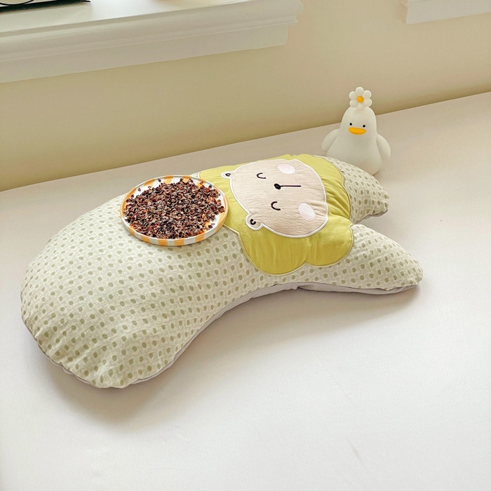 亦帆枕芯 2025新款全棉纱布荞麦枕头抱枕小狮子枕芯加枕套可拆洗 黄色-全棉纱布小狮子