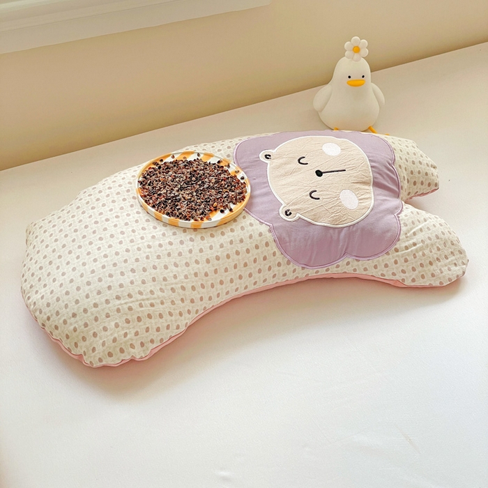 亦帆枕芯 2025新款全棉纱布荞麦枕头抱枕小狮子枕芯加枕套可拆洗 紫色-全棉纱布小狮子